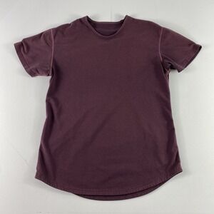 BYLT Active Shirt Mens Large Burgundy Crewneck Curved Hem Casual Tee Lightweight